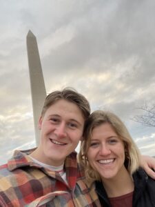 Brendan Dooley with Alyssa Dooley in front of the Washington Monument in Washington DC.