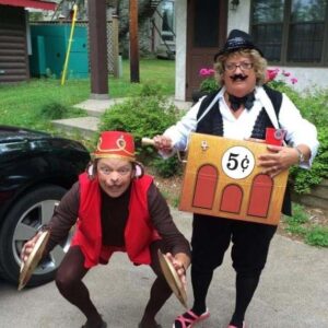Wally Wheeler dressed with friend as Jack in the Box won their costume contest.