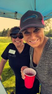 Midwest Select Insurance Group Insurance agents Elice Seebandt and Edna Perkins at the Menomonie Chamber golf outing in Menomonie, Wisconsin.