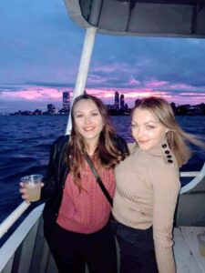 Nina Cegla with a friend on Lake Michigan outside Milwaukee