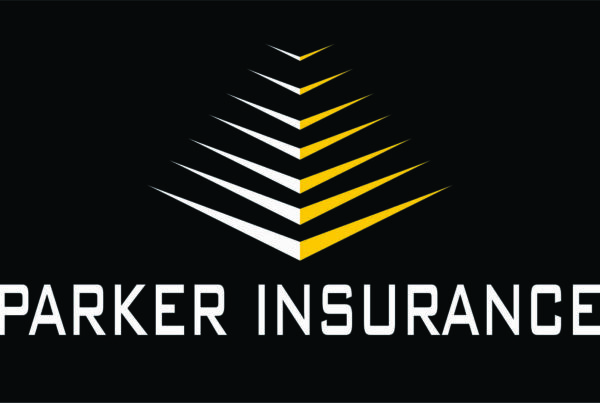 Parker Insurance Logo with yellow, white, and gray.