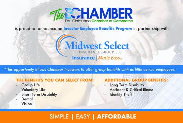 Midwest Select Insurance Group Investor Member Benefits Program in partnership with Claire Chamber of Commerce.